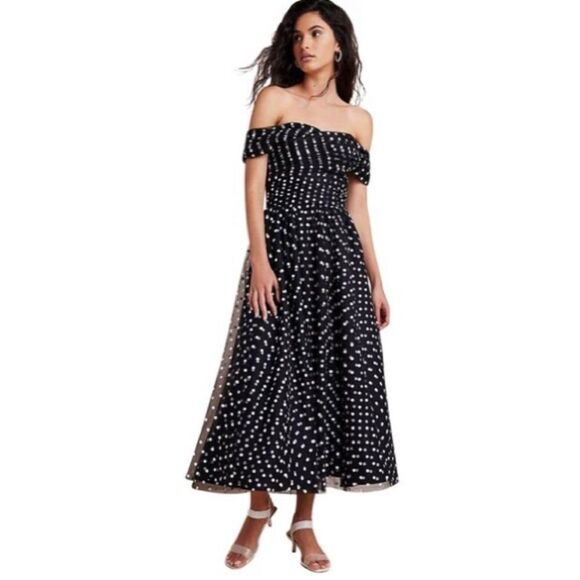 NWT Anthro Shoshanna Meraki Off The Shoulder Dress #158 - Picture 3 of 6
